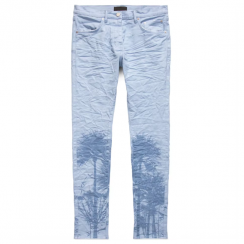 Spring Autumn High Quality Stretchy Tree Pattern Tight Fit Jeans