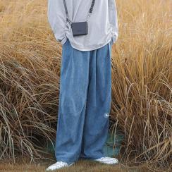 Wide Leg Straight Drop Corduroy Mens Fashionable Casual Pants 